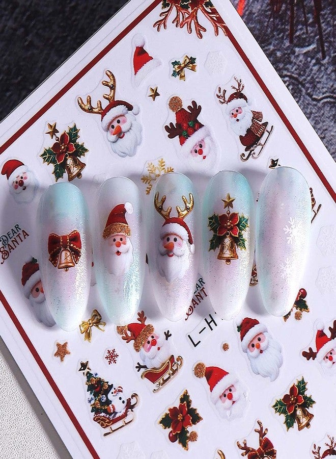 SWEET TREND Christmas Nail Art Stickers Set – 8pcs Cute Santa Reindeer Snowman Penguin Christmas Tree Nail Decals with Tweezers - Holiday Nail Decorations for DIY Manicure - Xmas Gift for Women - Image 5